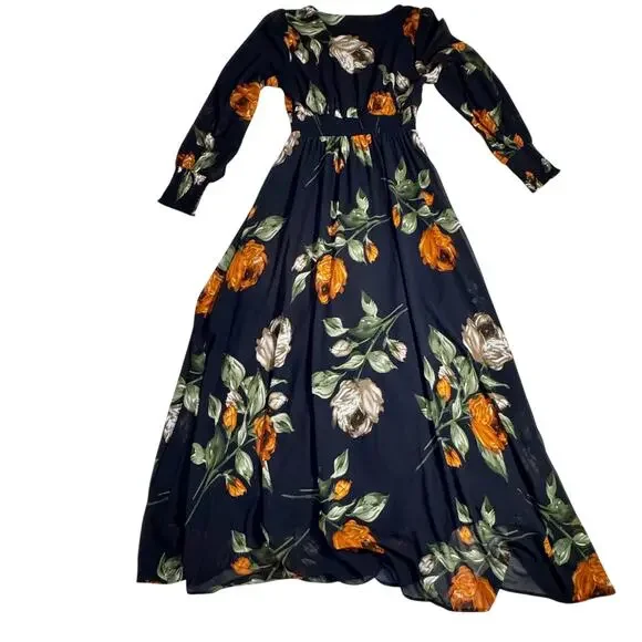 Baltic Born Olivia Midnight Navy Floral Maxi Dress Women's Medium Boho Cottage - Picture 13 of 16